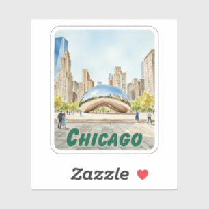 Adesivo Chicago Bean Watercolor