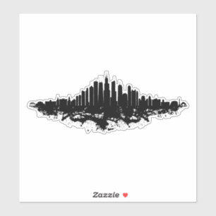 Adesivo Chicago City Skyline Watercolor Black and White