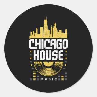 Adesivo Chicago House Music Vinyl Dj Raver Flag Skyline
