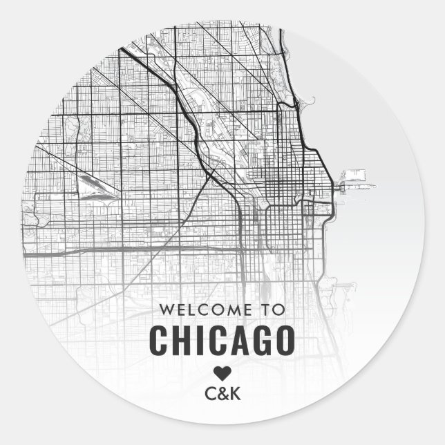 Adesivo Chicago, mapa da cidade de IL | Boas-vindas (Frente)