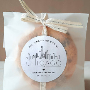 Adesivo Chicago Skyline   Mensagem de boas-vindas do casam