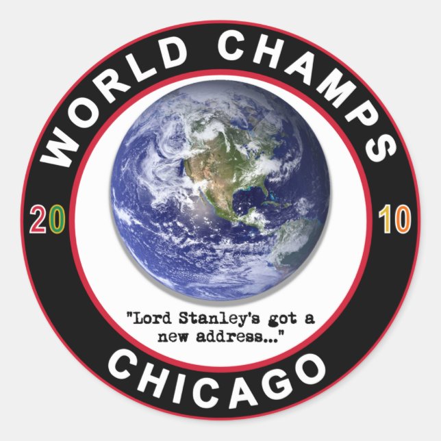 Adesivo Chicago World Champs 2010 Champions Hockey (Frente)