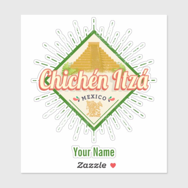 Adesivo Chichen Itza México Retro Mayan Vintage Yucatan (Folha)