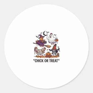 Adesivo Chick Or Treat Haloween Galinhas Bruxa Fantasma Ab