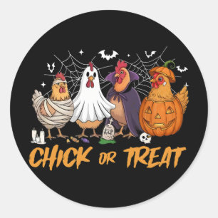 Adesivo Chick Ou Treat Galinha Divertida Abóbora Fantasma 