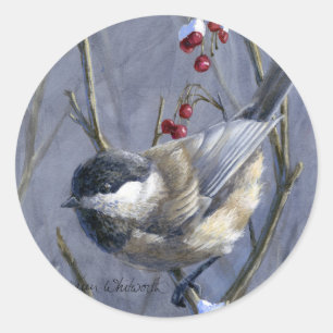 Adesivo Chickadee Berries Winter Snow