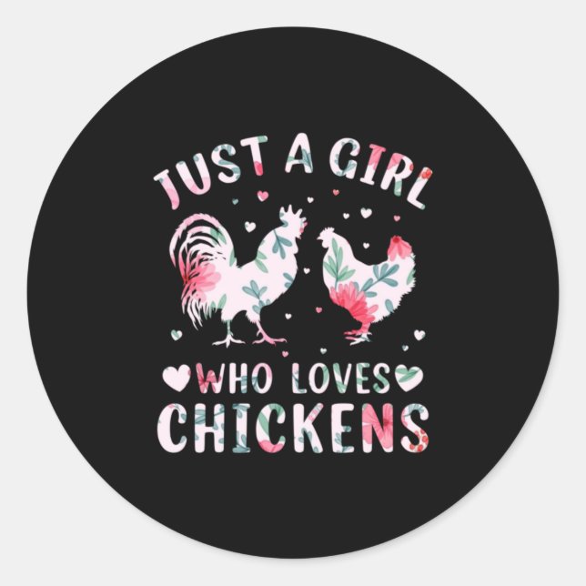 Adesivo Chicken Art Girl Who Loves Chickens (Frente)