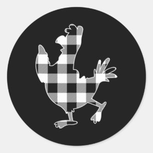 Adesivo Chicken Black & White Buffalo Xadrez Feliz Chr