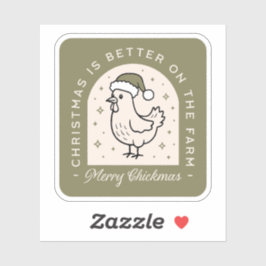 Adesivo Chicken Christmas homestead farm cottagecore green