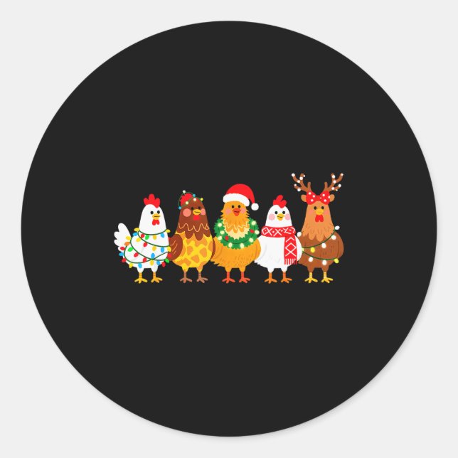 Adesivo Chicken Christmas Lights Farm-girl Animal Lover Ro (Frente)