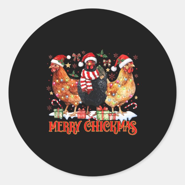 Adesivo Chicken Christmas Merry Chickmas Santa Claus Hat F (Frente)