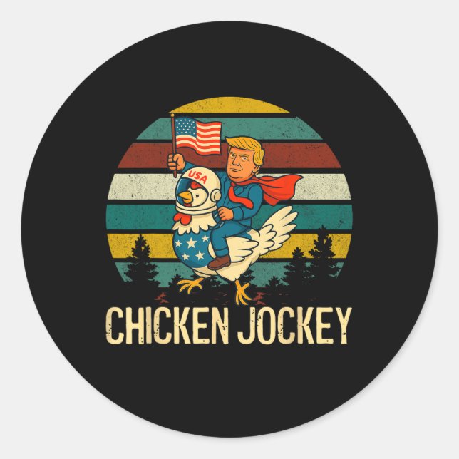 Adesivo Chicken Jockey Funny Trump (Frente)