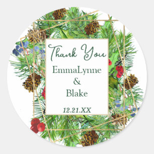 Adesivo Chid Christmas Greenery Obrigado Sticker Casamento