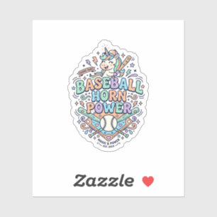 Adesivo Chifre de Beisebol Unicórnio Poder Kawaii Design V