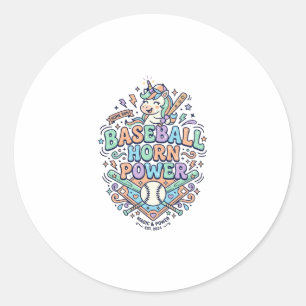 Adesivo Chifre de Beisebol Unicórnio Poder Kawaii Design V