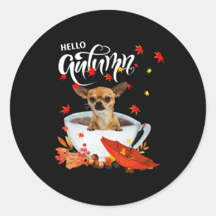 Adesivo Chihuahua Autumn Dog E Café Queda Ação De Graças