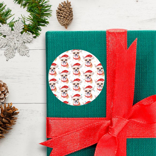 Adesivo Chihuahua Breed Watercolor Dog Padrão Natal (Criador carregado)