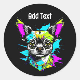Adesivo Chihuahua Cyberpunk estilo Art Personalizado