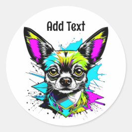 Adesivo Chihuahua Cyberpunk estilo Art Personalizado