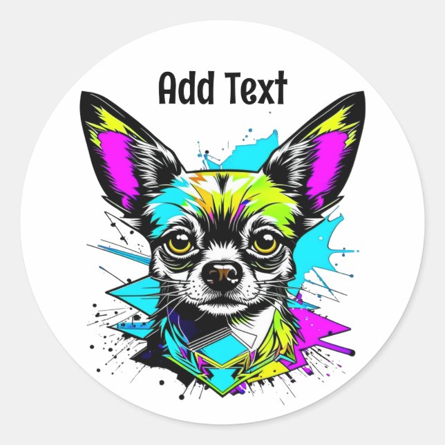Adesivo Chihuahua Cyberpunk estilo Art Personalizado (Frente)