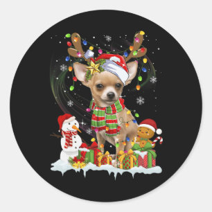 Adesivo Chihuahua divertido Natal Cachorro feio Chapéu de