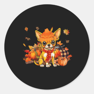 Adesivo Chihuahua Dog Fall Scarf Leopard Pumpkins Autumn L