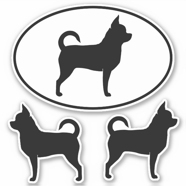 Adesivo Chihuahua Dog Silhouettes Vinyl Sticker Set (Frente)