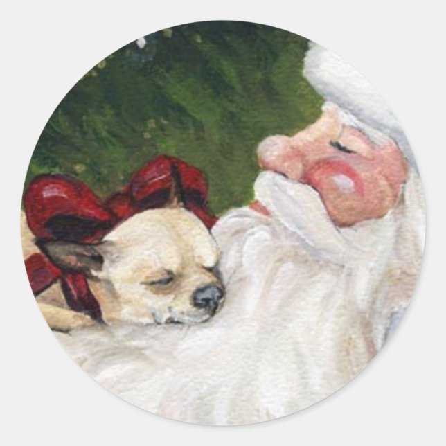 Adesivo Chihuahua e Papai Noel Art Sticker (Frente)