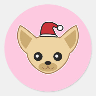 Adesivo Chihuahua Fofo com Chapéu de Papai Noel