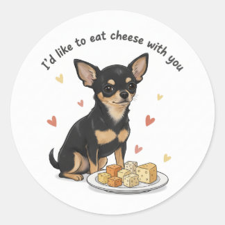 Adesivo Chihuahua " Id like to eat cheese with you"  
