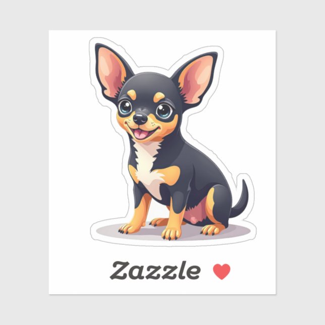 Adesivo Chihuahua Isométrico Adorável, Playful Pup, Pequen (Folha)