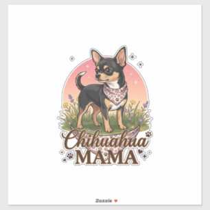 Adesivo Chihuahua Mama Cachorro Bandana Floral Rosa_1