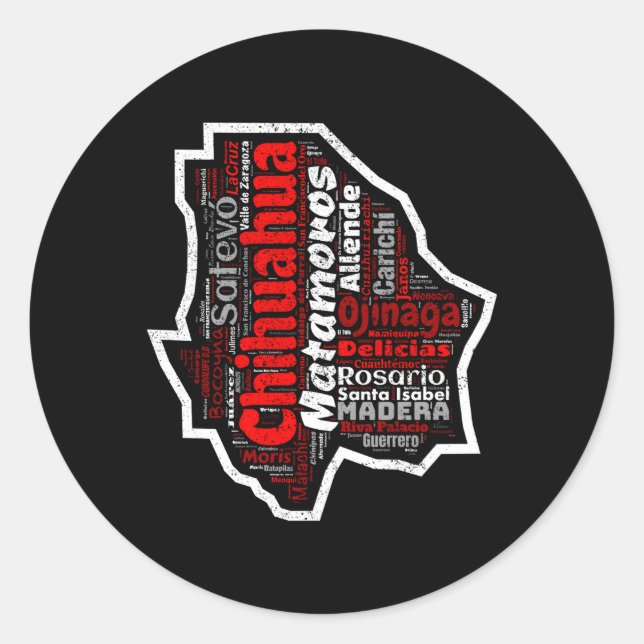 Adesivo Chihuahua México Mapa dos Municípios Estado do Méx (Frente)