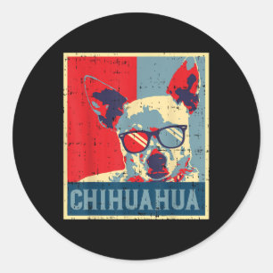 Adesivo Chihuahua Obama Poster Vintage Chiwawa Cachorro O