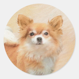 Adesivo Chihuahua Pintura De Cachorro De Cabelo Longo