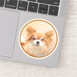 Adesivo Chihuahua Pintura De Cachorro De Cabelo Longo