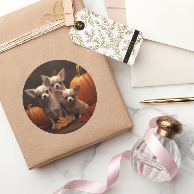 Adesivo Chihuahua Puppy Autumn Delight Pumpkin (Presentear)