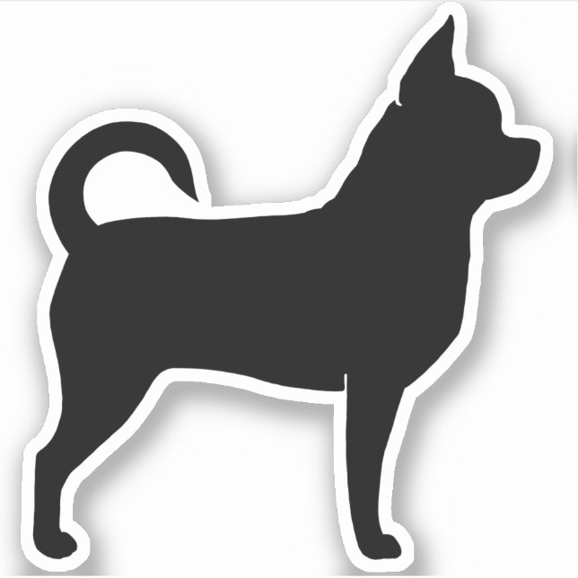Adesivo Chihuahua Silhouette Cute Dog Chi Vinyl Sticker (Frente)