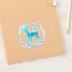 Adesivo Chihuahua Sticker - Presente Azul Pastel Personali