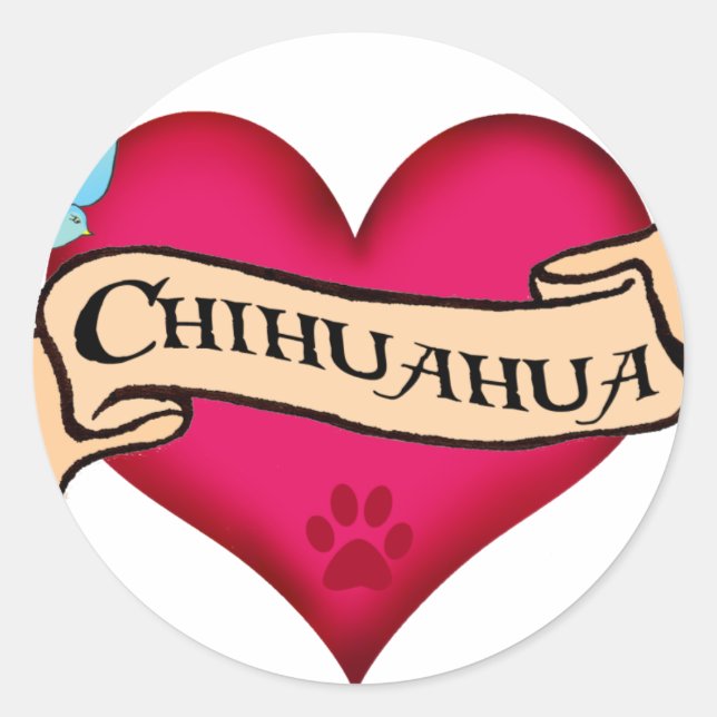 Adesivo Chihuahua Tattoo Heart (Frente)