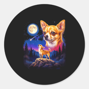 Adesivo Chihuahua uivando para a lua arte canina vintage