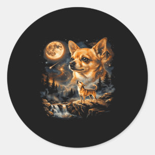 Adesivo Chihuahua uivando para a lua engraçado vintageChih
