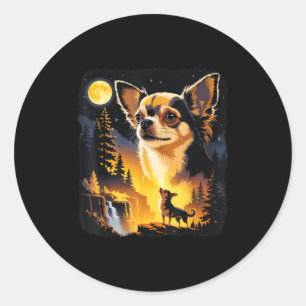 Adesivo Chihuahua Uivando Para a Lua Vintage Chihua Engraç