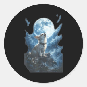 Adesivo Chihuahua uivando para a lua vintage engraçado