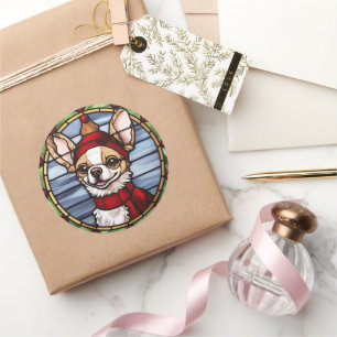 Adesivo Chihuahua Vidro Pintado Natal