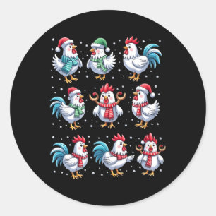 Adesivo Chikens Christmas Santa Hat Funny Amante de os ani
