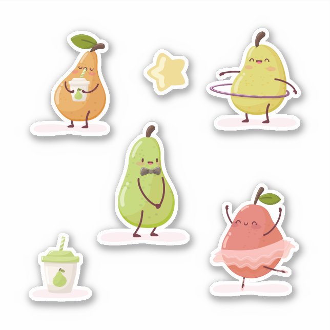 Adesivo Children's group of fun pears (Frente)