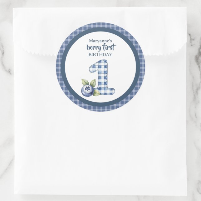 Adesivo Child's Blueberry Berry First Birthday (Bolsa)