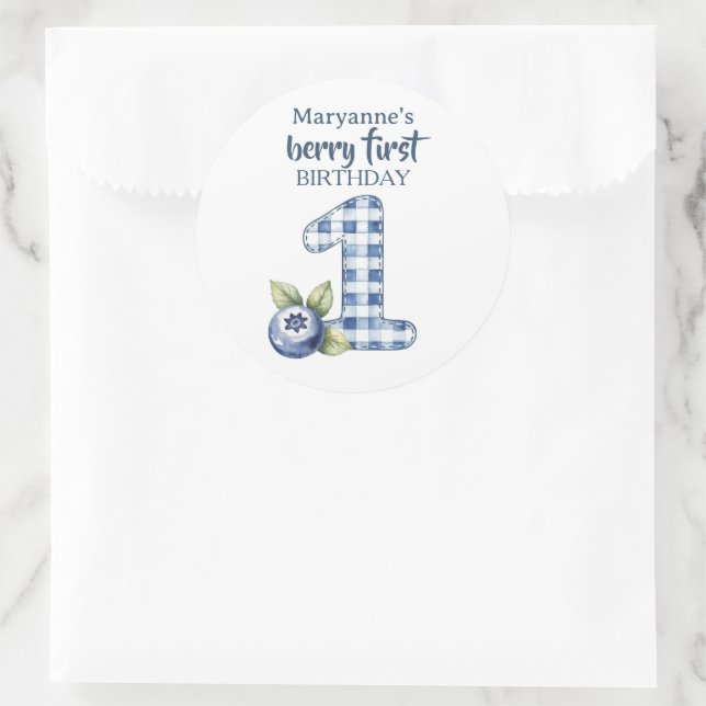 Adesivo Child's Blueberry Berry First Birthday (Bolsa)