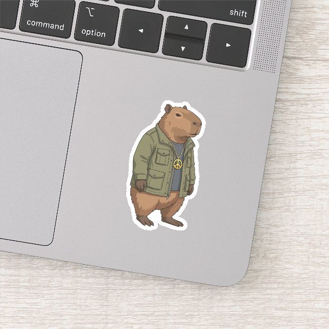Adesivo Chill Capivara Sinal de Paz Com Segurança (Detalhe)